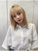 ブロンド/ハイトーン/ダブルカラー/レイヤー/ミディアム
