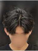韓国マッシュフェザーパーマニュアンスパーマセンターパート黒髪