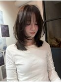 大分ハッシュカット胸上鎖骨下ミディアムレイヤースタイルかるめ