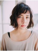 斜めショートバングボブ