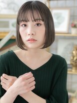 カバーヘアアンドスパ ブリス 浦和(COVER HAIR&SPA bliss)&nbsp;黒髪インナーカラー前下がり切りっぱなしボブa浦和20代30代40代