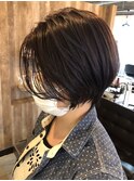 暗髪ブルーラベンダー ショートスタイル オイルアレンジ