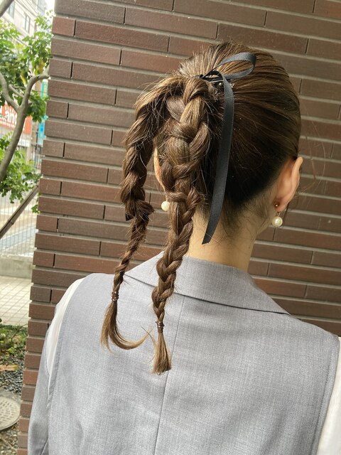 ツインテールヘアセット