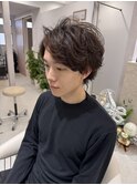 メンズカット　メンズパーマ　センターパート　六本松