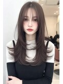 ハイレイヤーバズカットシャギーバタフライカットバーガンディ