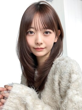 シオン(shion) ロング顔周りレイヤー韓国ヘアココアベージュ_F41280