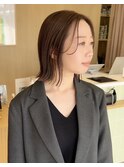 レイヤーボブ/切りっぱなしボブ/ミルクティーベージュ