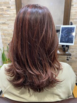 ハサミバイアトリエナガノ 千葉(8sami by atelier nagano) デザインカラー／レイヤーカット/ウエットヘア/オリーブベージュ