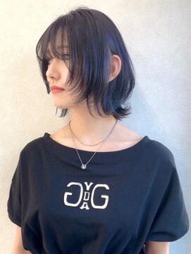 スターズ 川越店(STARS) 韓国ヘア　顔周りレイヤーカット　ウルフショート　ブルーカラー