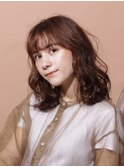 ミディアムウェーブ×顔まわりレイヤーカット  20代30代40代