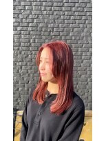 しゅぷうる 瑞江 サイドバングｘローレイヤーｘチェリーレッド　瑞江駅