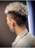 テーパーフェードにピンパーマを