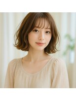 ノラ ヘアーサロン(NORA HAIR SALON) ナチュラル小顔前髪あり後れ毛サイドバング結べるボブくびれヘア