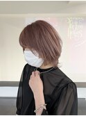イメチェン/ピンクベージュ/前髪コーラルピンクローズブラウンf6