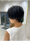 マロンベージュ Aラインボブドレスヘアかきあげロング
