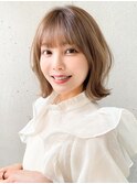 前髪大人可愛いモテ髪斜めバング薄めバングレイヤーボブ