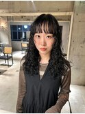 デザインカラーレイヤーカットウェットヘア夏オリーブベージュ