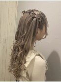 髪の毛リボンのハーフツイン♪