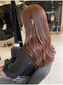 △韓国ヘアオレンジブラウンオレンジベージュダブルカラー