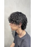 マッシュウルフ×波巻きパーマ