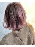 ピンクラベンダーベージュボブ