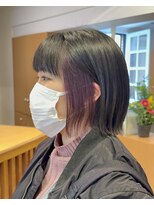 イグレック 庄内本店(igrek)&nbsp;ラベンダー♪ イヤリングカラー × 外ハネミニボブ