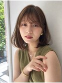 ミディアム/鎖骨/ワンカール/顔周りカット/シナモンベージュ2