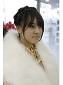 着物編み込みフェミニン成人式アップ