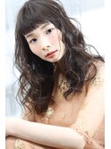 ウェーブ×大人ロング×前髪あり20代30代40代ベージュ透明感