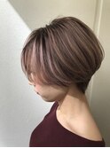 大人可愛い20代30代40代小顔ワンサイドショートボブ丸み前下がり
