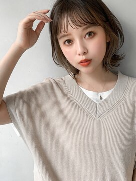 レクタ(RECTA) グレーベージュミディアム黒髪オリーブアッシュブラウンミニボブ