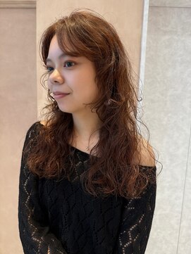 オン キャナルシティ博多前店(on) 【晴音】くせ毛ウルフ×オレンジブラウン/セミロング/20代/博多