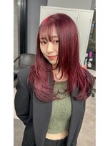 ランズ(LANDS)&nbsp;ボルドー　レイヤーカット　【韓国ヘア大阪梅田】