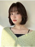 韓国ヘアボブレイヤー小顔顔まわりカット髪質改善ブラウンカラー