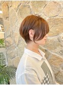 イメチェンひし形シルエット束感ショートマッシュグレーベージュ