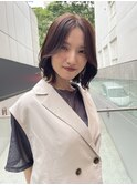 くびれボブ/韓国/顔まわり/レイヤーカット/グレージュカラー