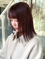 ヲタク(wotaku.)&nbsp;ボルドーカラーブリーチなしダブルカラー切りっぱなしボブ