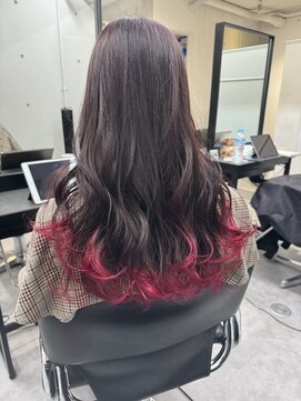 シーン(seen) デザインカラー チェリーピンク裾カラー 毛先カラー