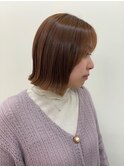 くびれボブ髪質改善ナチュラルブラウン切りっぱなしボブ◎本厚木