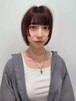 ボブウルフ切りっぱなし姫カット艶髪グレージュバニラベージュ