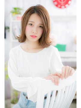 ミック ヘアアンドメイク アップ 駒込店(miq Hair&Make up) かきあげバングココアベージュ外ハネカールミディa1