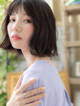 カバーヘア イヴ 戸頭店(COVER HAIR EVE) ■黒髪アッシュブラック外ハネくびれボブ307-2戸頭20代30代40代