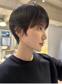 丸みショートボブショートヘア大人ショートカット黒髪ショート