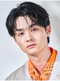 韓国ヘアカルマパーマコンマバングセンターパート黒髪ニュアンス