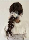 袴ヘア　卒業式　ヘアセット　ロング　編み下ろし　大阪　梅田