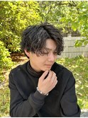 波巻きセンターパート メンズパーマ スパイラルパーマ