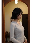 髪質改善トリートメント外はねボブ切りっぱなしボブ韓国ヘア岡山