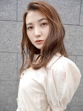 シュシュ(shushu) かきあげ前髪大人のロングヘア【有海一生】/髪質改善/グレージュ