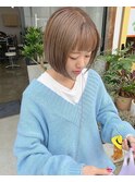 ナチュラル ベージュカラー  ミニボブ 切りっぱなしボブ