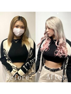 あるじゃんすー 町田店 ホワイト×ペールピンク#シールエクステ#レイヤーロング#町田